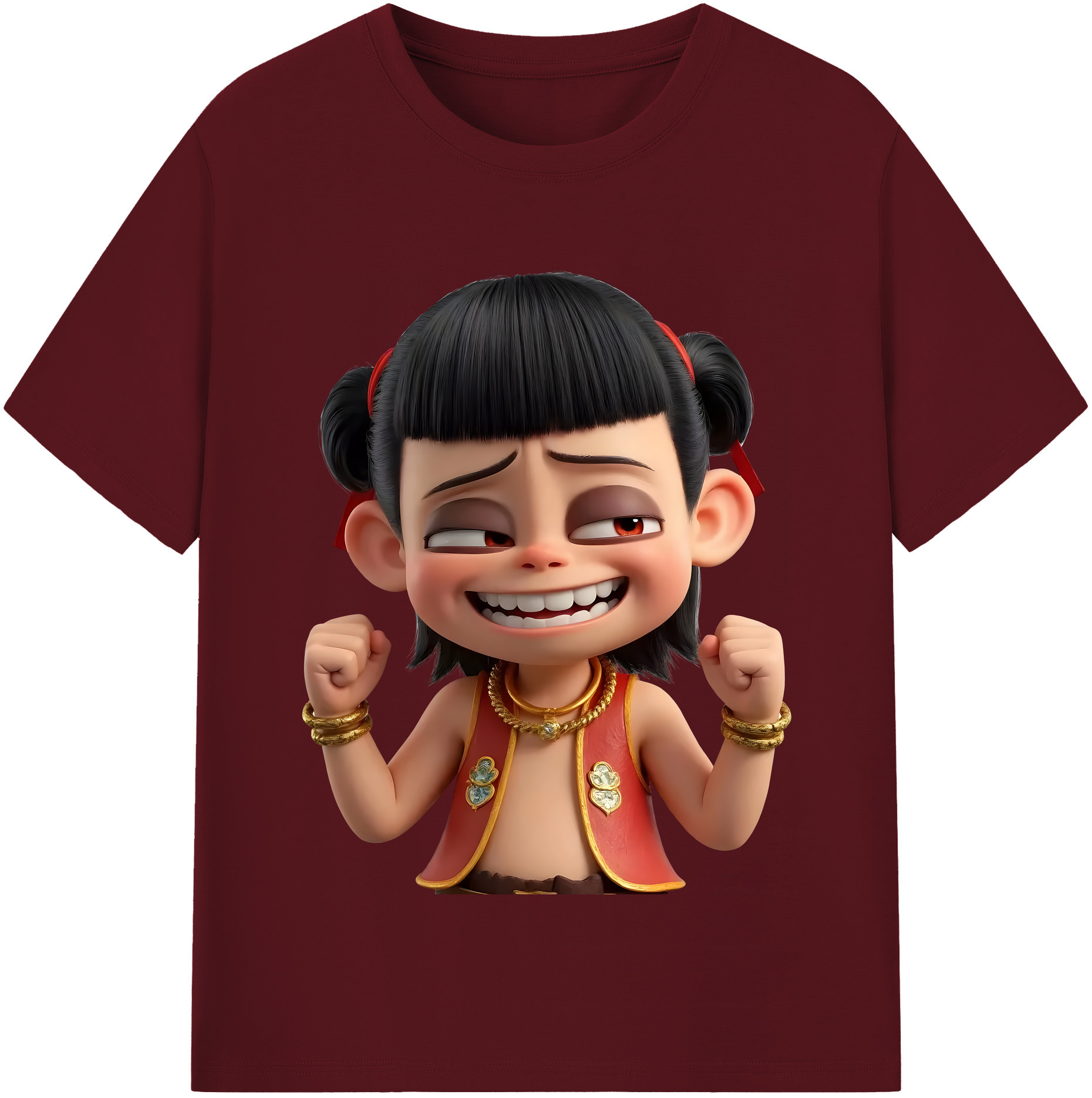 （画像用） Ne Zha 2 ナタ 魔童の大暴れ 綿100％半袖Tシャツ（フロントプリント）